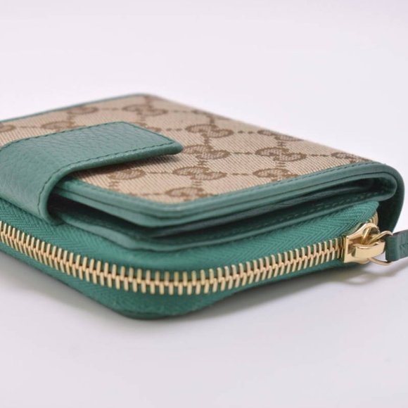 Gucci Original GG Canvas French Wallet Beige Green NEW IN BOX - Picture 2 of 10